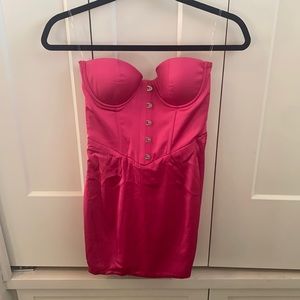 Oh Polly So Demure pink satin dress